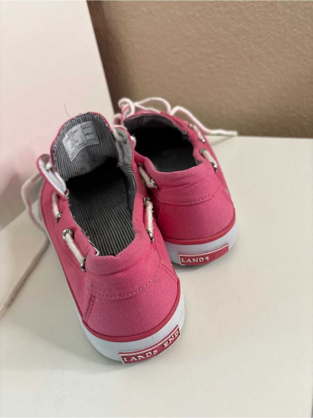 Lands’ End Pink Canvas Boat Shoes Nautical Deck Shoes Women’s 11B - Picture 9 of 10